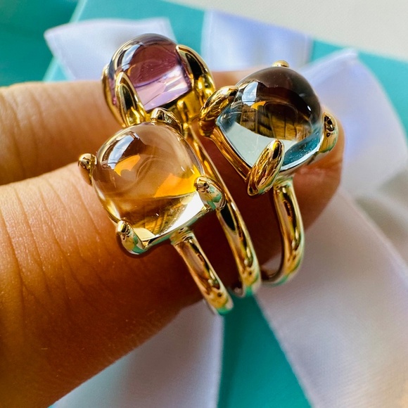 Tiffany & Co. Blue Topaz Sugar Stacks Ring 18k Yellow Gold ONLY, sz 5 - Picture 3 of 7